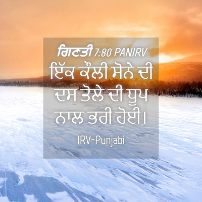 Picture 04 - ਗਿਣਤੀ 7:80 PANIRV - ਇੱਕ ਕੌਲੀ ਸੋਨੇ ਦੀ ਦਸ - Bible Verse Picture