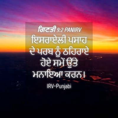 Picture 04 - ਗਿਣਤੀ 9:2 PANIRV - ਇਸਰਾਏਲੀ ਪਸਾਹ ਦੇ - Bible Verse Picture