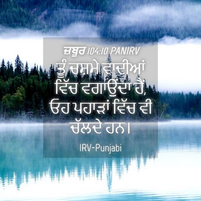 Picture 04 - ਜ਼ਬੂਰ 104:10 PANIRV - ਤੂੰ ਚਸ਼ਮੇ ਵਾਦੀਆਂ - Bible Verse Picture