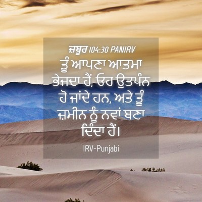 Picture 04 - ਜ਼ਬੂਰ 104:30 PANIRV - ਤੂੰ ਆਪਣਾ ਆਤਮਾ - Bible Verse Picture