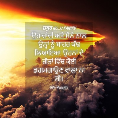 Picture 04 - ਜ਼ਬੂਰ 105:37 PANIRV - ਉਹ ਚਾਂਦੀ ਅਤੇ ਸੋਨੇ - Bible Verse Picture