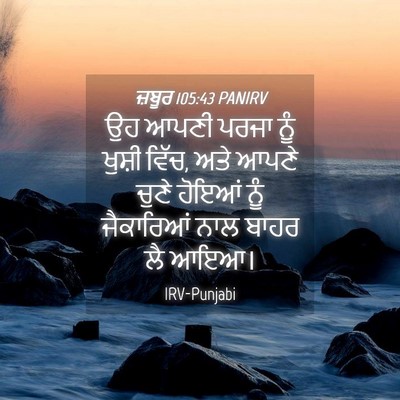 Picture 04 - ਜ਼ਬੂਰ 105:43 PANIRV - ਉਹ ਆਪਣੀ ਪਰਜਾ ਨੂੰ - Bible Verse Picture