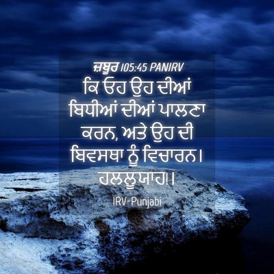 Picture 04 - ਜ਼ਬੂਰ 105:45 PANIRV - ਕਿ ਓਹ ਉਹ ਦੀਆਂ - Bible Verse Picture