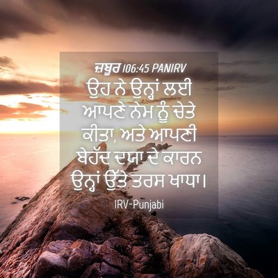 Picture 04 - ਜ਼ਬੂਰ 106:45 PANIRV - ਉਹ ਨੇ ਉਨ੍ਹਾਂ ਲਈ - Bible Verse Picture