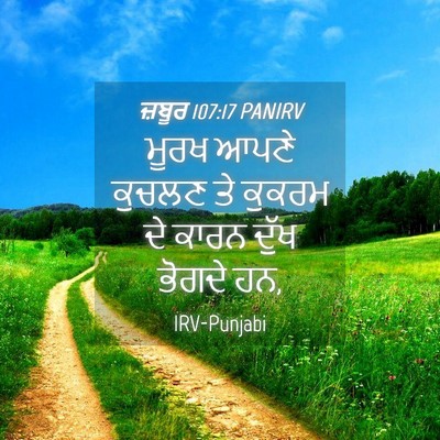 Picture 04 - ਜ਼ਬੂਰ 107:17 PANIRV - ਮੂਰਖ ਆਪਣੇ ਕੁਚਲਣ ਤੇ - Bible Verse Picture
