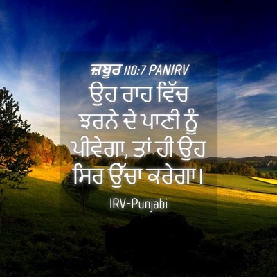 Picture 04 - ਜ਼ਬੂਰ 110:7 PANIRV - ਉਹ ਰਾਹ ਵਿੱਚ ਝਰਨੇ ਦੇ - Bible Verse Picture