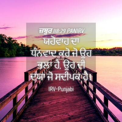 Picture 04 - ਜ਼ਬੂਰ 118:29 PANIRV - ਯਹੋਵਾਹ ਦਾ ਧੰਨਵਾਦ - Bible Verse Picture