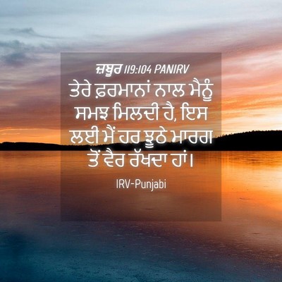 Picture 04 - ਜ਼ਬੂਰ 119:104 PANIRV - ਤੇਰੇ ਫ਼ਰਮਾਨਾਂ ਨਾਲ - Bible Verse Picture