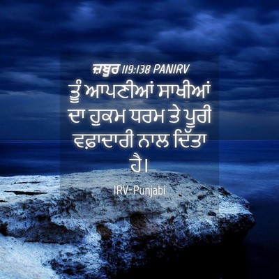 Picture 04 - ਜ਼ਬੂਰ 119:138 PANIRV - ਤੂੰ ਆਪਣੀਆਂ ਸਾਖੀਆਂ - Bible Verse Picture