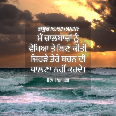 Picture 04 - ਜ਼ਬੂਰ 119:158 PANIRV - ਮੈਂ ਚਾਲਬਾਜ਼ਾਂ ਨੂੰ - Bible Verse Picture