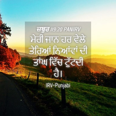 Picture 04 - ਜ਼ਬੂਰ 119:20 PANIRV - ਮੇਰੀ ਜਾਨ ਹਰ ਵੇਲੇ - Bible Verse Picture