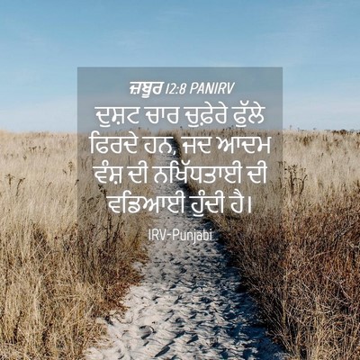 Picture 04 - ਜ਼ਬੂਰ 12:8 PANIRV - ਦੁਸ਼ਟ ਚਾਰ ਚੁਫ਼ੇਰੇ - Bible Verse Picture