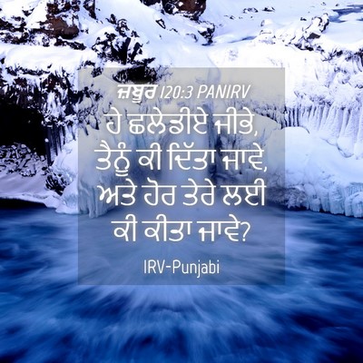 Picture 04 - ਜ਼ਬੂਰ 120:3 PANIRV - ਹੇ ਛਲੇਡੀਏ ਜੀਭੇ, - Bible Verse Picture