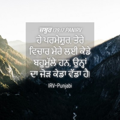 Picture 04 - ਜ਼ਬੂਰ 139:17 PANIRV - ਹੇ ਪਰਮੇਸ਼ੁਰ, ਤੇਰੇ - Bible Verse Picture