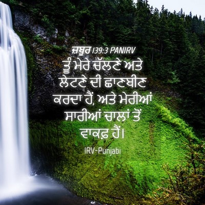 Picture 04 - ਜ਼ਬੂਰ 139:3 PANIRV - ਤੂੰ ਮੇਰੇ ਚੱਲਣੇ ਅਤੇ - Bible Verse Picture