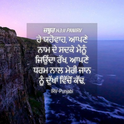 Picture 04 - ਜ਼ਬੂਰ 143:11 PANIRV - ਹੇ ਯਹੋਵਾਹ, ਆਪਣੇ ਨਾਮ - Bible Verse Picture