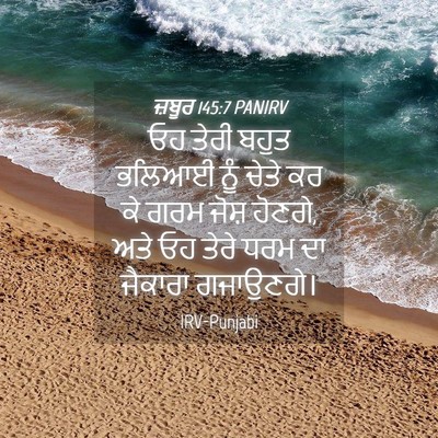 Picture 04 - ਜ਼ਬੂਰ 145:7 PANIRV - ਓਹ ਤੇਰੀ ਬਹੁਤ ਭਲਿਆਈ - Bible Verse Picture