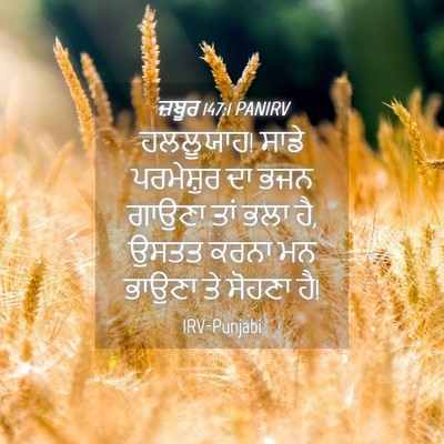 Picture 04 - ਜ਼ਬੂਰ 147:1 PANIRV - ਹਲਲੂਯਾਹ! ਸਾਡੇ - Bible Verse Picture