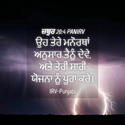 Picture 04 - ਜ਼ਬੂਰ 20:4 PANIRV - ਉਹ ਤੇਰੇ ਮਨੋਰਥਾਂ - Bible Verse Picture