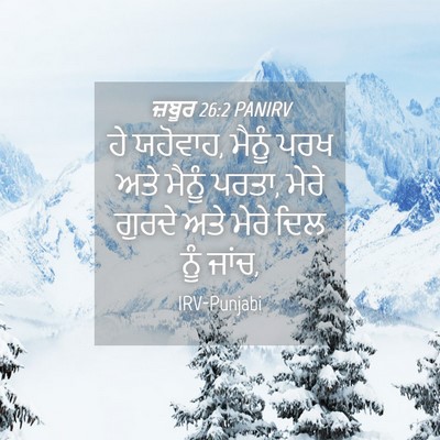 Picture 04 - ਜ਼ਬੂਰ 26:2 PANIRV - ਹੇ ਯਹੋਵਾਹ, ਮੈਨੂੰ - Bible Verse Picture