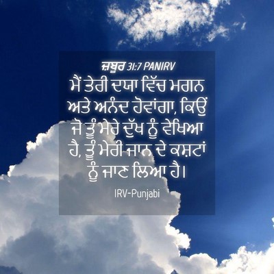 Picture 04 - ਜ਼ਬੂਰ 31:7 PANIRV - ਮੈਂ ਤੇਰੀ ਦਯਾ ਵਿੱਚ - Bible Verse Picture