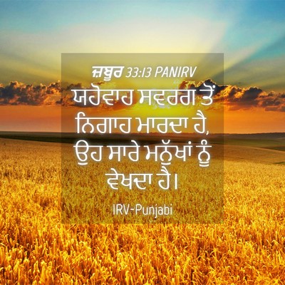 Picture 04 - ਜ਼ਬੂਰ 33:13 PANIRV - ਯਹੋਵਾਹ ਸਵਰਗ ਤੋਂ - Bible Verse Picture