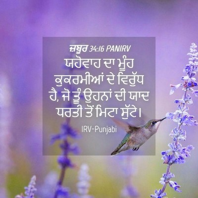 Picture 04 - ਜ਼ਬੂਰ 34:16 PANIRV - ਯਹੋਵਾਹ ਦਾ ਮੂੰਹ - Bible Verse Picture