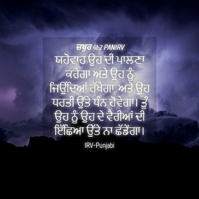 Picture 04 - ਜ਼ਬੂਰ 41:2 PANIRV - ਯਹੋਵਾਹ ਉਹ ਦੀ ਪਾਲਣਾ - Bible Verse Picture