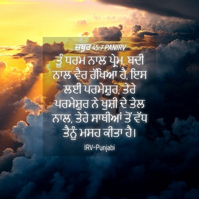 Picture 04 - ਜ਼ਬੂਰ 45:7 PANIRV - ਤੂੰ ਧਰਮ ਨਾਲ ਪ੍ਰੇਮ, - Bible Verse Picture