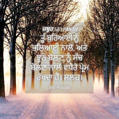Picture 04 - ਜ਼ਬੂਰ 52:3 PANIRV - ਤੂੰ ਬੁਰਿਆਈ ਨੂੰ - Bible Verse Picture