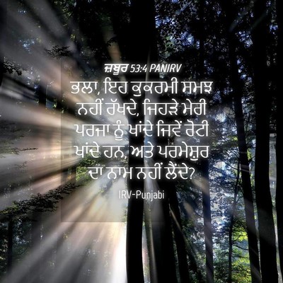 Picture 04 - ਜ਼ਬੂਰ 53:4 PANIRV - ਭਲਾ, ਇਹ ਕੁਕਰਮੀ ਸਮਝ - Bible Verse Picture