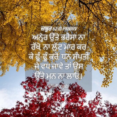 Picture 04 - ਜ਼ਬੂਰ 62:10 PANIRV - ਅਨ੍ਹੇਰ ਉੱਤੇ ਭਰੋਸਾ - Bible Verse Picture