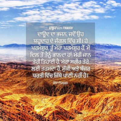 Picture 04 - ਜ਼ਬੂਰ 63:1 PANIRV - ਦਾਊਦ ਦਾ ਭਜਨ, ਜਦੋਂ - Bible Verse Picture
