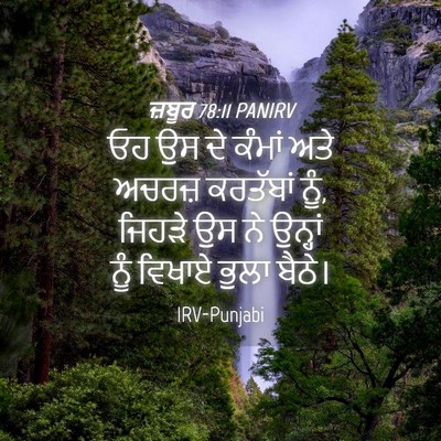 Picture 04 - ਜ਼ਬੂਰ 78:11 PANIRV - ਓਹ ਉਸ ਦੇ ਕੰਮਾਂ ਅਤੇ - Bible Verse Picture