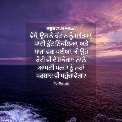 Picture 04 - ਜ਼ਬੂਰ 78:20 PANIRV - ਵੇਖੋ, ਉਸ ਨੇ ਚੱਟਾਨ - Bible Verse Picture