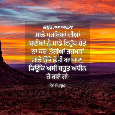 Picture 04 - ਜ਼ਬੂਰ 79:8 PANIRV - ਸਾਡੇ ਪੁਰਖਿਆਂ ਦੀਆਂ - Bible Verse Picture