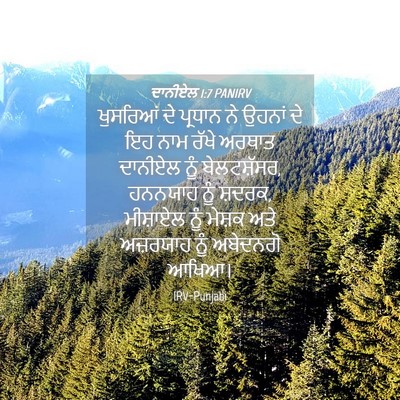 Picture 04 - ਦਾਨੀਏਲ 1:7 PANIRV - ਖੁਸਰਿਆਂ ਦੇ ਪ੍ਰਧਾਨ - Bible Verse Picture