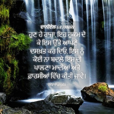 Picture 04 - ਦਾਨੀਏਲ 6:8 PANIRV - ਹੁਣ ਹੇ ਰਾਜਾ, ਇਹ - Bible Verse Picture