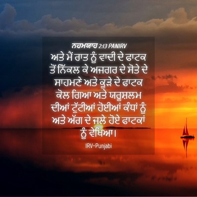 Picture 04 - ਨਹਮਯਾਹ 2:13 PANIRV - ਅਤੇ ਮੈਂ ਰਾਤ ਨੂੰ - Bible Verse Picture