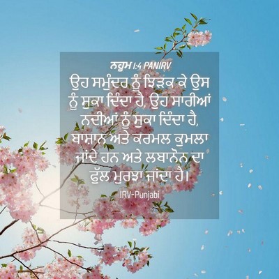 Picture 04 - ਨਹੂਮ 1:4 PANIRV - ਉਹ ਸਮੁੰਦਰ ਨੂੰ ਝਿੜਕ - Bible Verse Picture