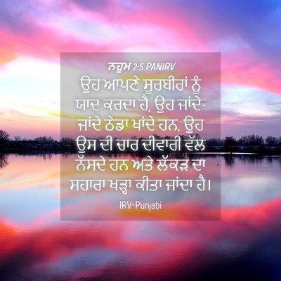 Picture 04 - ਨਹੂਮ 2:5 PANIRV - ਉਹ ਆਪਣੇ ਸੂਰਬੀਰਾਂ - Bible Verse Picture