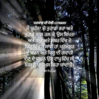 Picture 04 - ਪਰਕਾਸ਼ ਦੀ ਪੋਥੀ 1:9 PANIRV - ਮੈਂ ਯੂਹੰਨਾ, ਜੋ - Bible Verse Picture