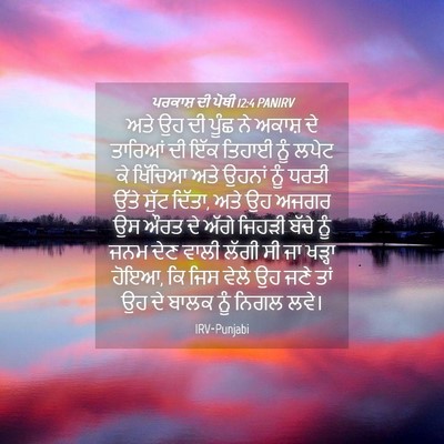 Picture 04 - ਪਰਕਾਸ਼ ਦੀ ਪੋਥੀ 12:4 PANIRV - ਅਤੇ ਉਹ ਦੀ ਪੂੰਛ ਨੇ - Bible Verse Picture