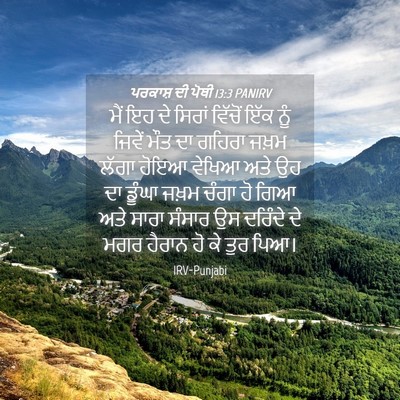 Picture 04 - ਪਰਕਾਸ਼ ਦੀ ਪੋਥੀ 13:3 PANIRV - ਮੈਂ ਇਹ ਦੇ ਸਿਰਾਂ - Bible Verse Picture