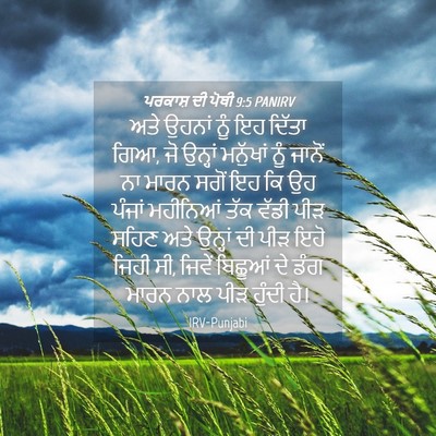 Picture 04 - ਪਰਕਾਸ਼ ਦੀ ਪੋਥੀ 9:5 PANIRV - ਅਤੇ ਉਹਨਾਂ ਨੂੰ ਇਹ - Bible Verse Picture