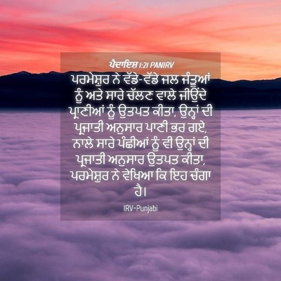 Picture 04 - ਪੈਦਾਇਸ਼ 1:21 PANIRV - ਪਰਮੇਸ਼ੁਰ ਨੇ - Bible Verse Picture
