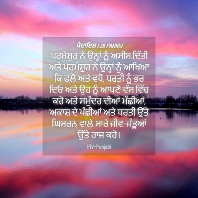 Picture 04 - ਪੈਦਾਇਸ਼ 1:28 PANIRV - ਪਰਮੇਸ਼ੁਰ ਨੇ - Bible Verse Picture