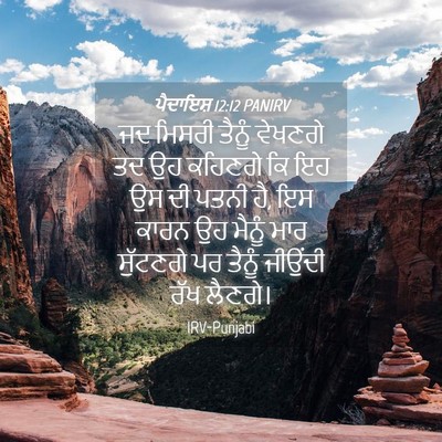 Picture 04 - ਪੈਦਾਇਸ਼ 12:12 PANIRV - ਜਦ ਮਿਸਰੀ ਤੈਨੂੰ - Bible Verse Picture