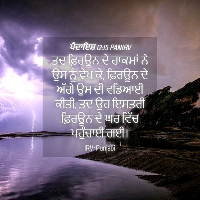 Picture 04 - ਪੈਦਾਇਸ਼ 12:15 PANIRV - ਤਦ ਫ਼ਿਰਊਨ ਦੇ - Bible Verse Picture