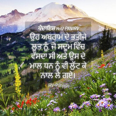 Picture 04 - ਪੈਦਾਇਸ਼ 14:12 PANIRV - ਉਹ ਅਬਰਾਮ ਦੇ ਭਤੀਜੇ - Bible Verse Picture